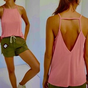 Anthropologie Eri + Ali Open Back Tank top Pink NEW Lightweight Breathable Sz M